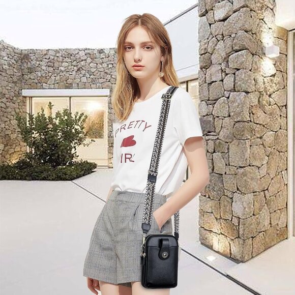 Leather Small Crossbody Purse for Women Cell Phone Bag Holder Wallet Purse Trave - Picture 6 of 6